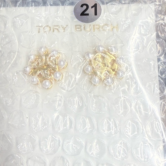 Tory Burch Gold Earrings with White Pearls - Picture 4 of 4